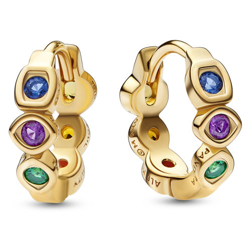 Pandora 262567C01 Marvel infinity 14k gold-plated hoops with ro Marvel The Avengers Infinity Stones Hoop Earrings SS23 Cycle B Disney