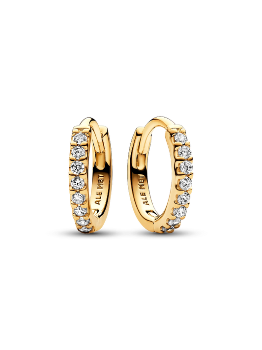 263015C01 Pandora 14k Gold-plated hoop earrings with clear cubi AW23 Cycle G