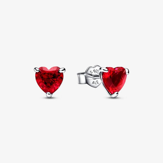 Pandora 292549C01 Heart sterling silver stud earrings with cher Red Heart Stud Earrings SS23 Cycle A