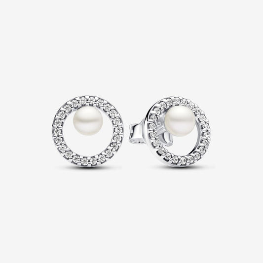 293154C01 Pandora Sterling silver stud earrings with white trea