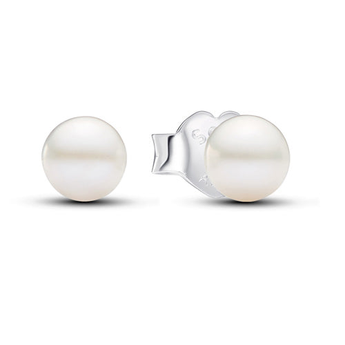 293168C01 Pandora Sterling silver stud earrings with 4,5 mm whi