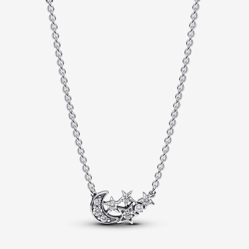 392991C01-45 Pandora Stars and moon sterling silver collier with c AW23 Cycle G