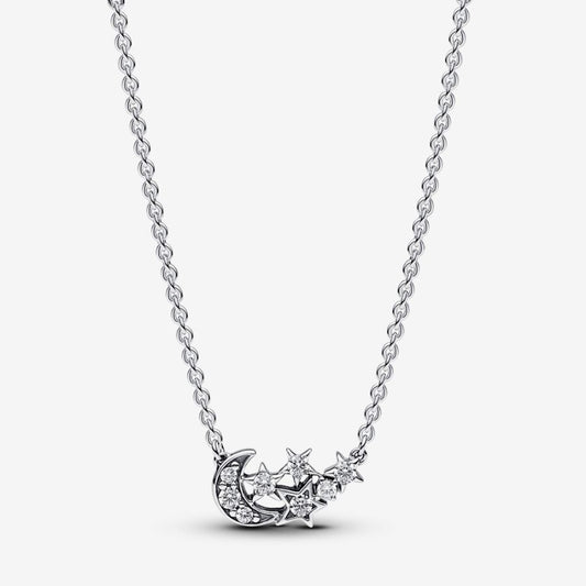 392991C01-45 Pandora Stars and moon sterling silver collier with c AW23 Cycle G