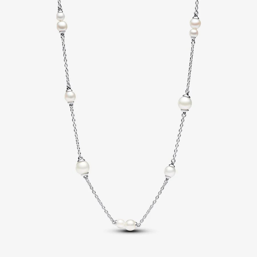 393175C01-45 Pandora Sterling silver collier with white treated fr