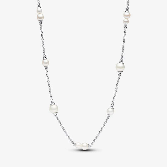 393175C01-45 Pandora Sterling silver collier with white treated fr