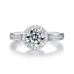 GT19S1041H035-6/1 Carat GEMODA "Florence" 1 Carat Round Brilliant Moissanite Halo Ring in 925 Sterling Silver (6)