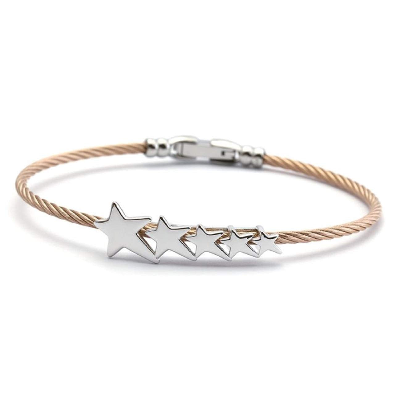 04-221-1247-0M Charriol Dream, Silver bangle,Stainless steel rose gold PVD Cable(2.0mm) Size M