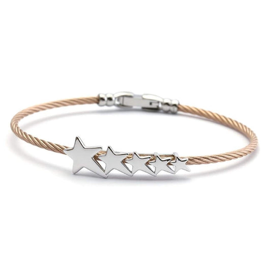 04-221-1247-0M Charriol Dream, Silver bangle,Stainless steel rose gold PVD Cable(2.0mm) Size M