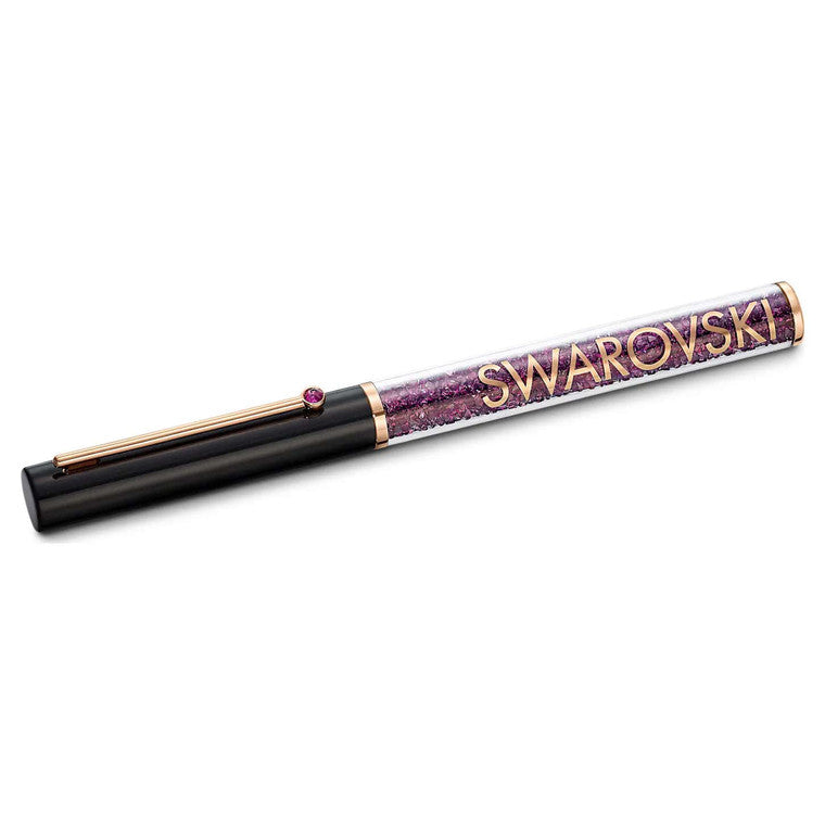 5568758 CRYSTALLINE GLOSS BALLPOINT PEN, BLACK AND PURPLE, ROSE-GOLD TONE PLATED
