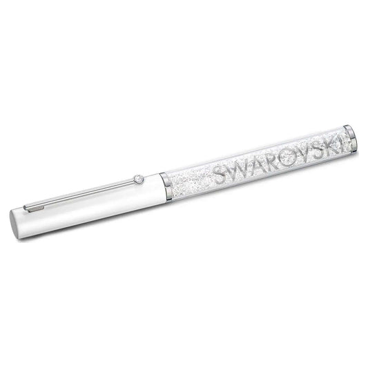 5568761 CRYSTALLINE GLOSS BALLPOINT PEN, WHITE, CHROME PLATED