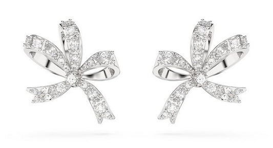 5647579 Volta stud earrings Bow, Small, White, Rhodium plated