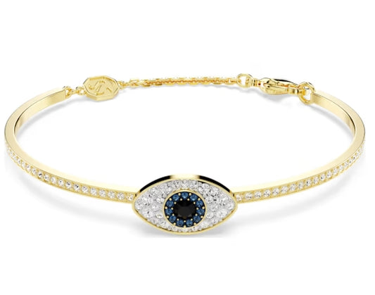 5692171 Swarovski Symbolica bangle Evil eye, Blue, Gold-tone plated