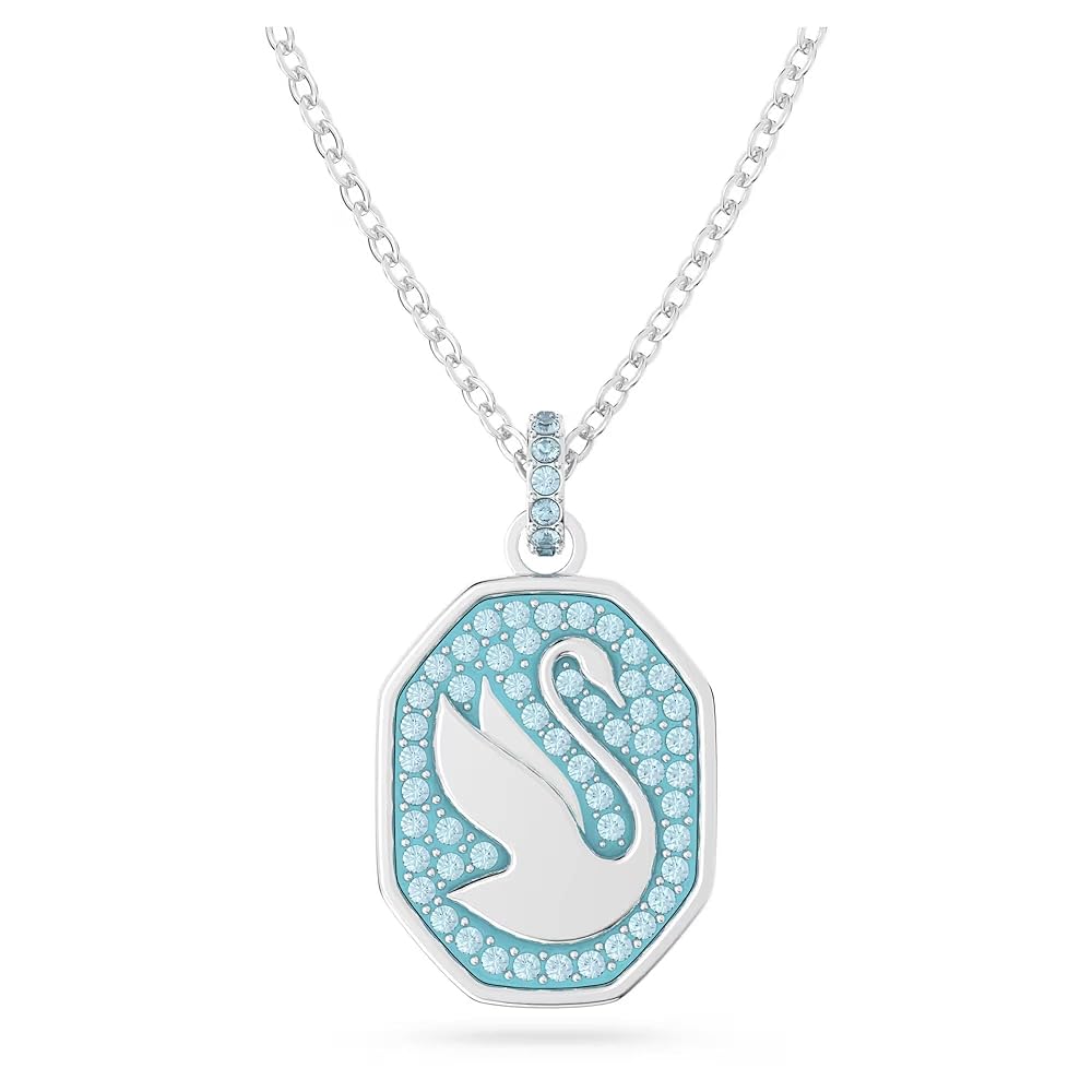 5628546 Signum pendant Swan, Blue, Rhodium plated