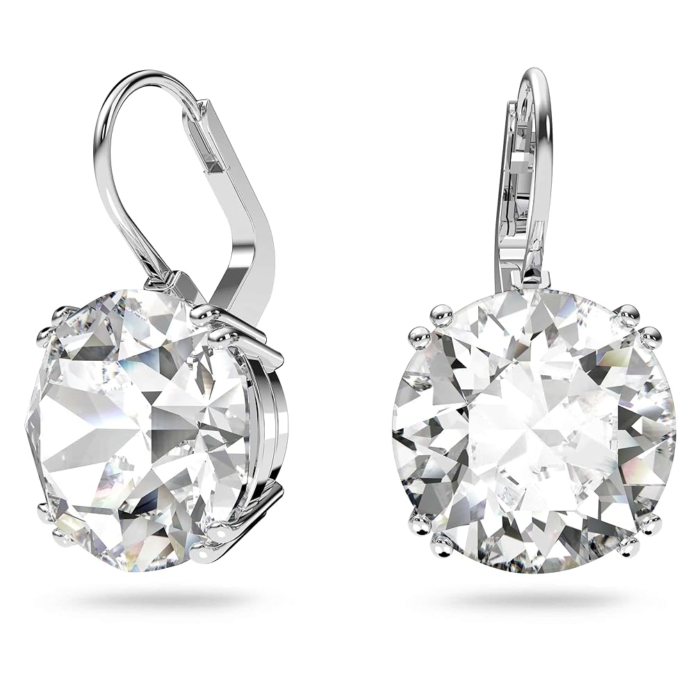5628351 Millenia drop earrings Round cut, White, Rhodium plated