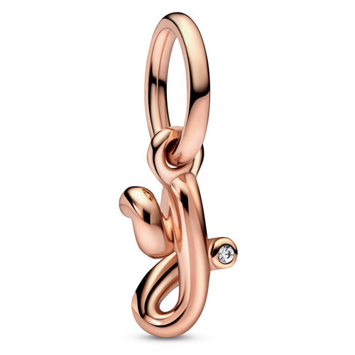 Pandora 782458C01 Letter y 14k rose gold-plated dangle with cle Letter y Script Alphabet Dangle Charm SS23 Cycle A