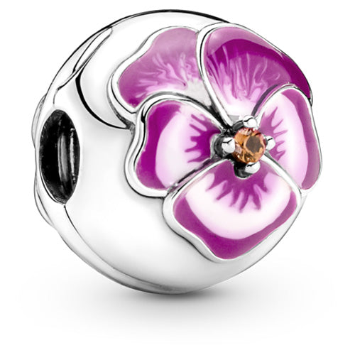 Pandora 790772C01 Pansy sterling silver clip with burnt orange SS22 Cycle B
