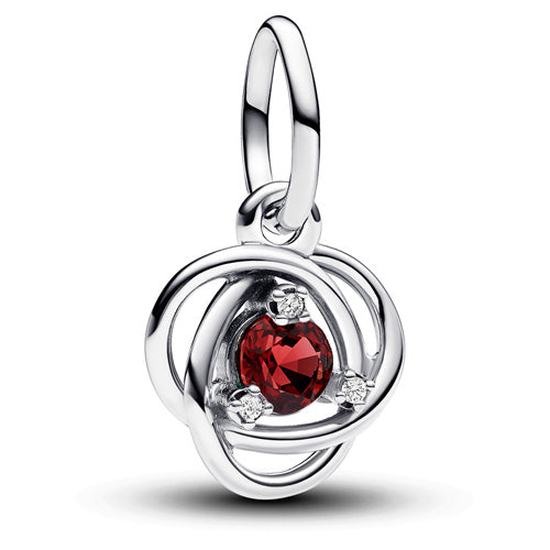 793125C07 Pandora Sterling silver dangle with true red crystal