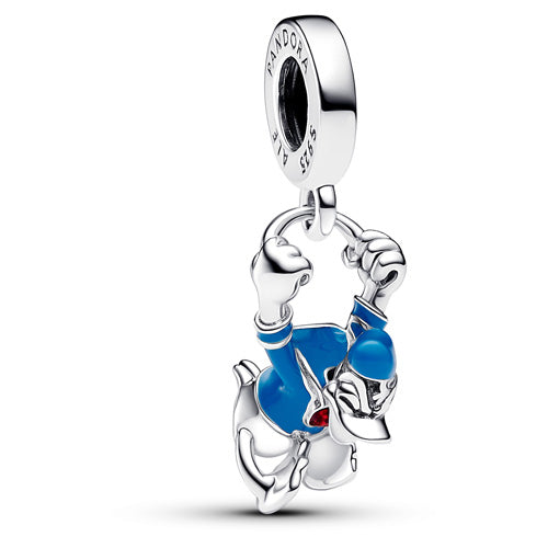 793358C01 Pandora Disney Donald Duck sterling silver dangle with holographic red and blue enamel