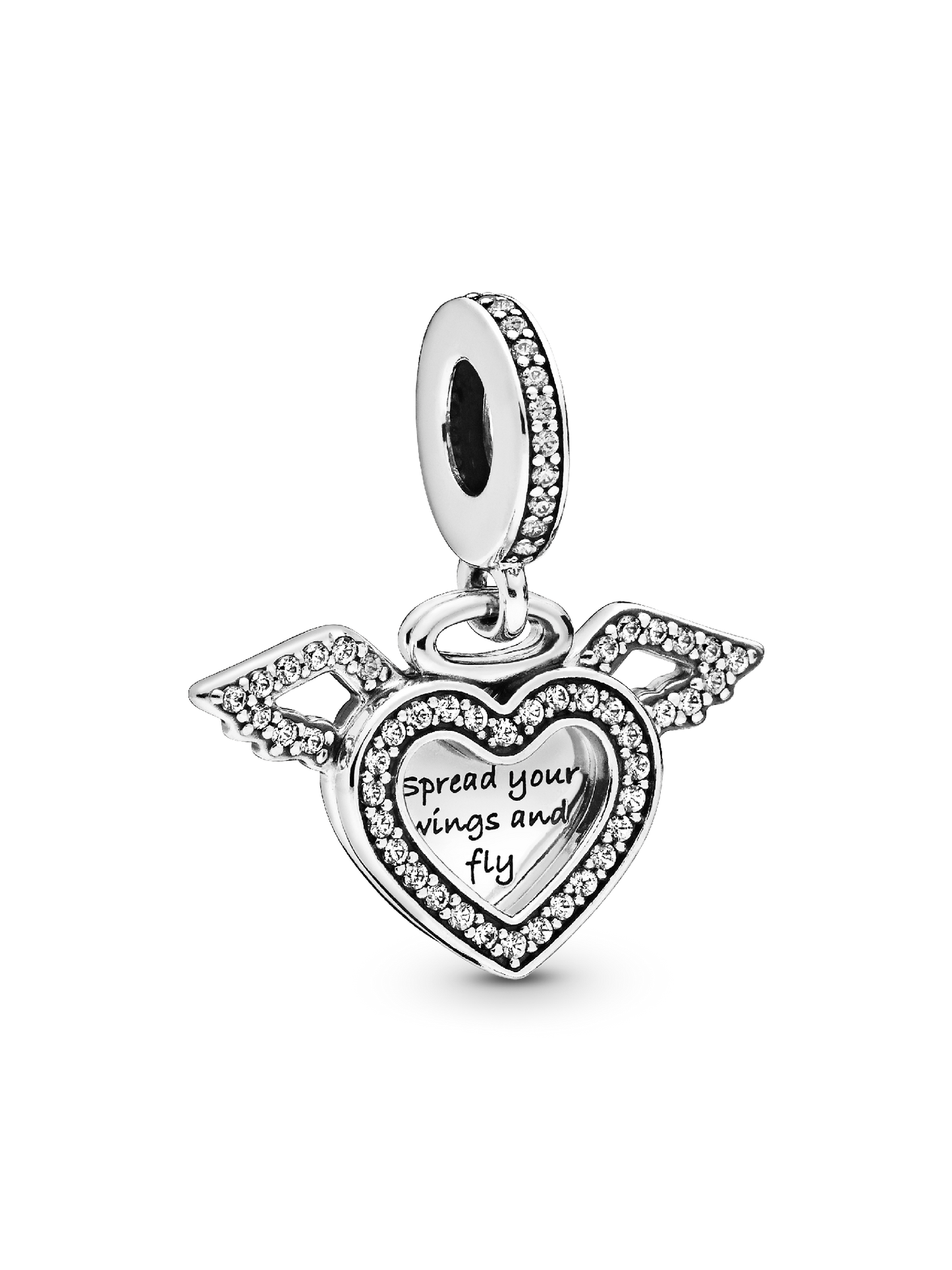 798485C01 Pandora Heart and wings sterling silver dangle with clear cubic zirconia AW19 Drop 9