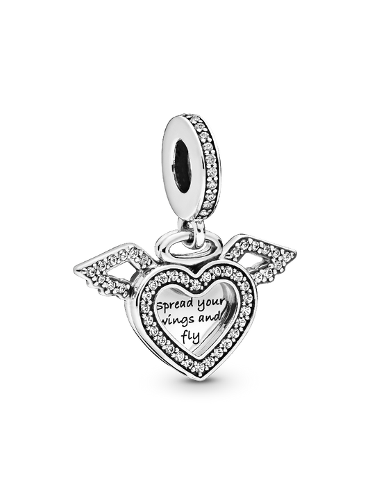 798485C01 Pandora Heart and wings sterling silver dangle with clear cubic zirconia AW19 Drop 9