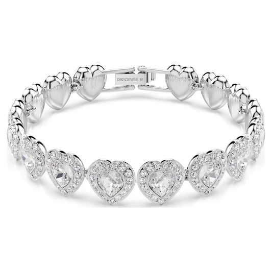 5720860 Swarovski Ariana Grande x Swarovski Tennis bracelet Mixed cuts, Heart, White, Rhodium plated