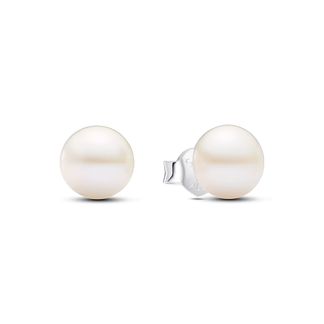 293169C01 Pandora Sterling silver stud earrings with 7 mm white
