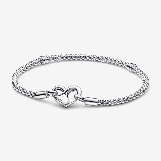 Pandora 592453C00-19 Studded chain sterling silver bracelet with h Pandora Moments Studded Chain Bracelet SS23 Cycle A