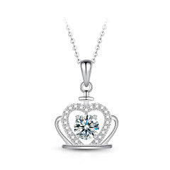 GT39S1041CD-062/GEMODA Women's Moissanite 1 Carat Brilliant Round "Corrine" Crown Necklace