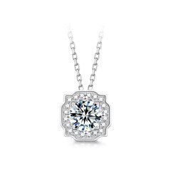 GT39S1041HS-057/GEMODA Women's "Cadence" Vintage-Inspired 1 Carat Moissanite Necklace with Milgrain Details