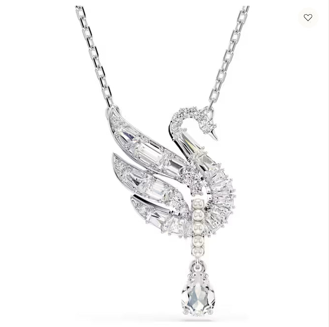 5723387 Swan pendant Swan, White, Rhodium plated