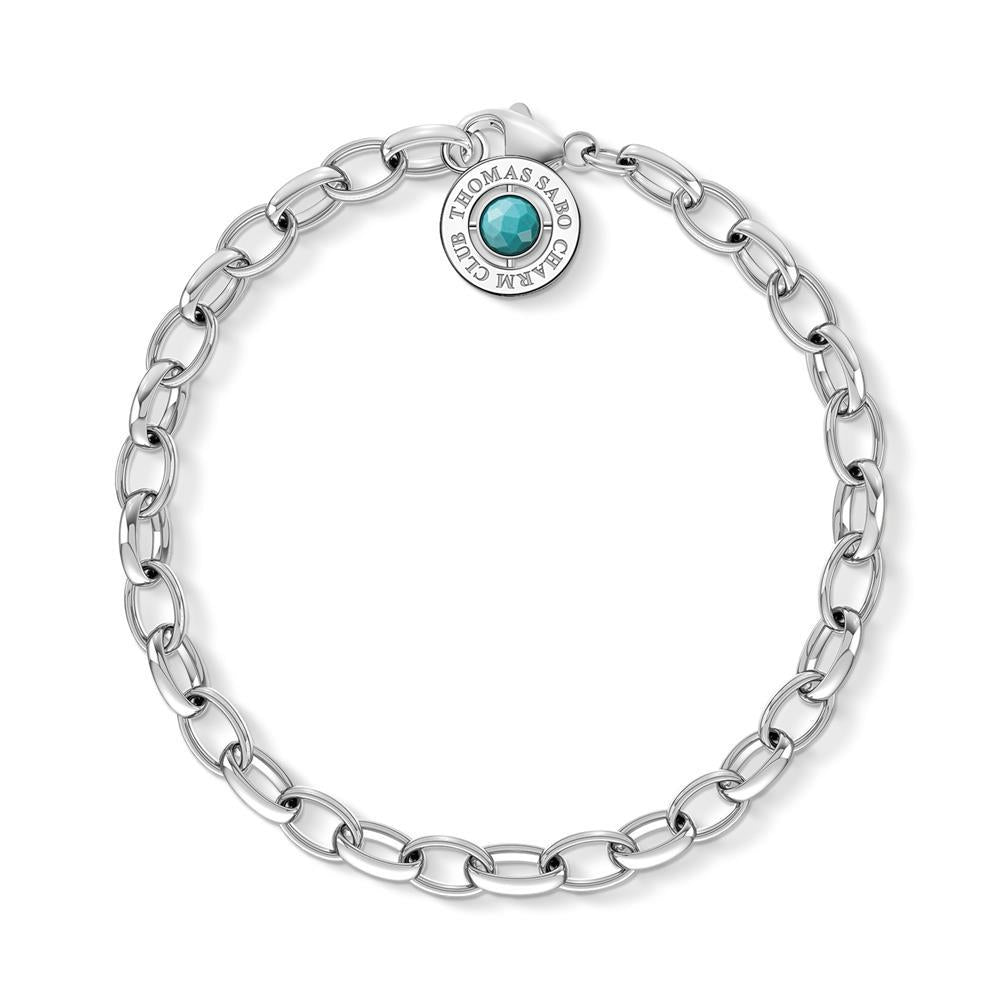 Thomas Sabo Charm bracelet in 925 sterling silver with turquoise X0229-404-17