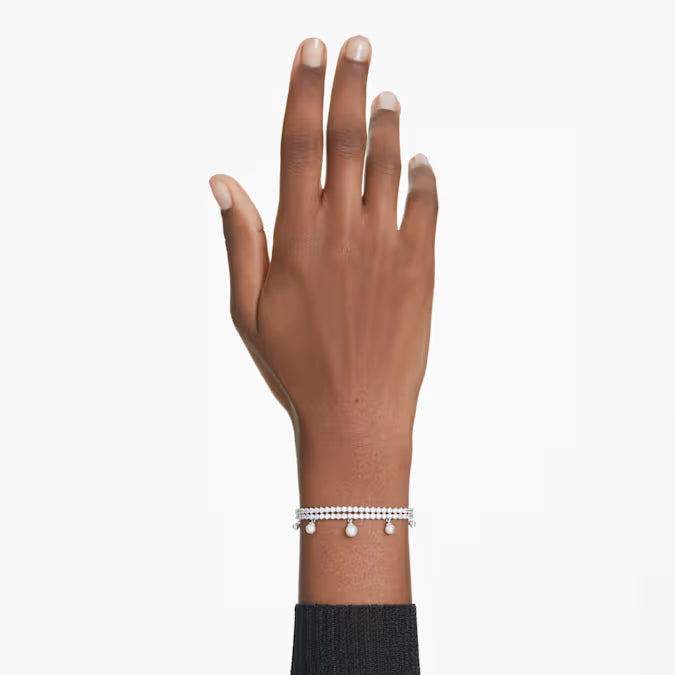 5720870 Ariana Grande x Swarovski bracelet Crystal pearl, Round cut, White, Rhodium plated