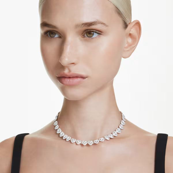 5720857 Swarovski Ariana Grande x Swarovski necklace Mixed cuts, Heart, White, Rhodium plated