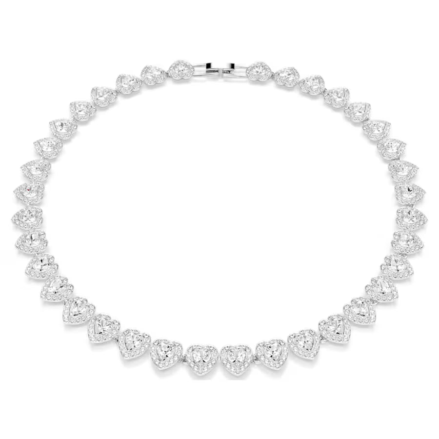 5720857 Swarovski Ariana Grande x Swarovski necklace Mixed cuts, Heart, White, Rhodium plated