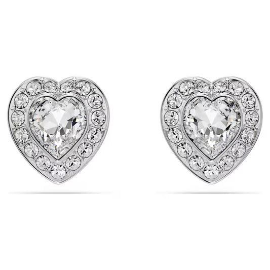 5720859 Swarovski Ariana Grande x Swarovski stud earrings Mixed cuts, Heart, White, Rhodium plated