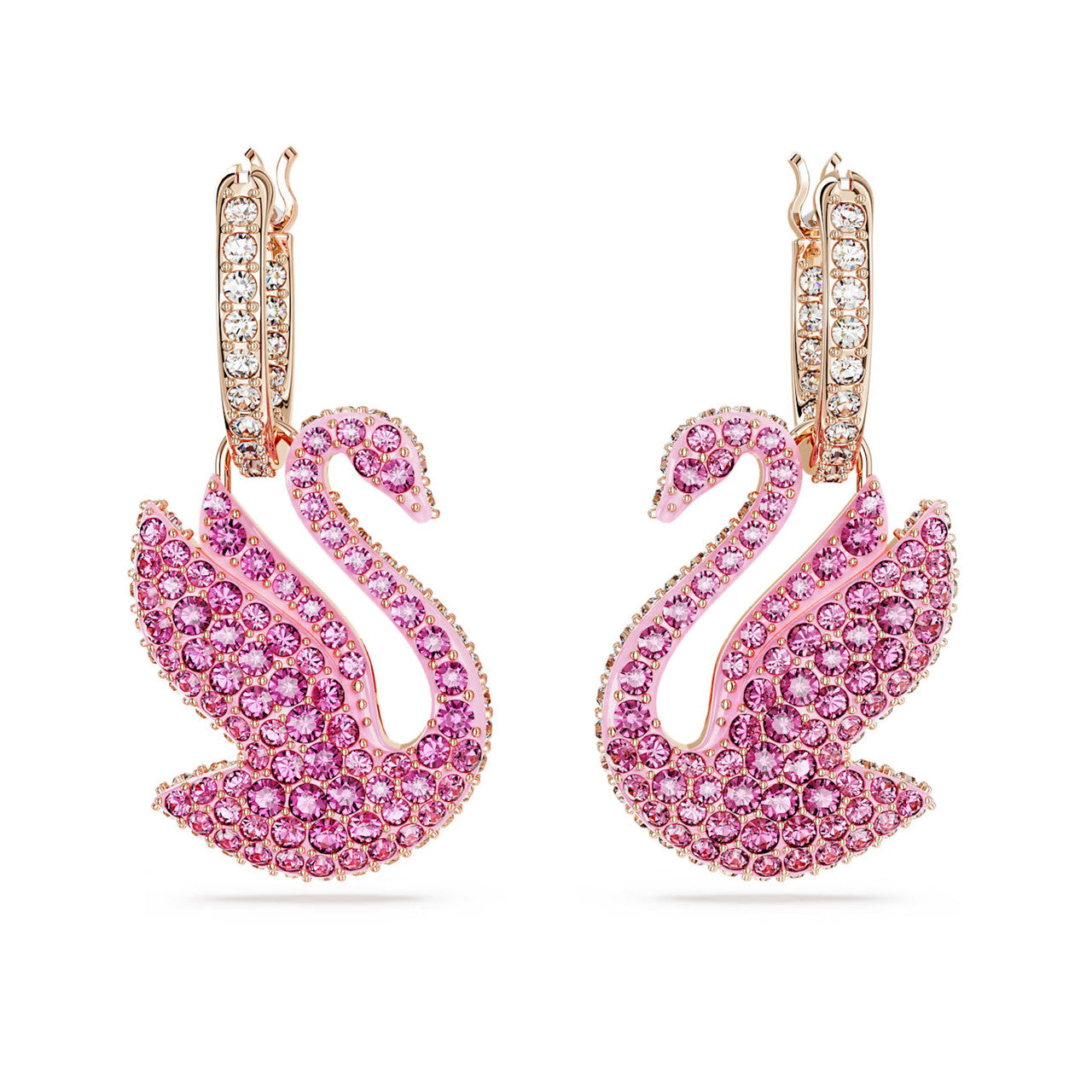 5647544 Swarovski Iconic Swan drop earrings Swan, Pink, Rose gold-tone plated