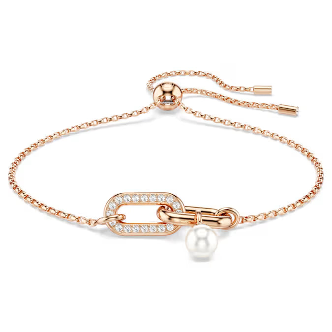 5728588 Constella bracelet Crystal pearl, Round cut, White, Rose gold-tone plated