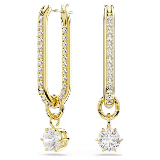 5728587 Swarovski Constella drop earrings Round cut, White, Gold-tone plated