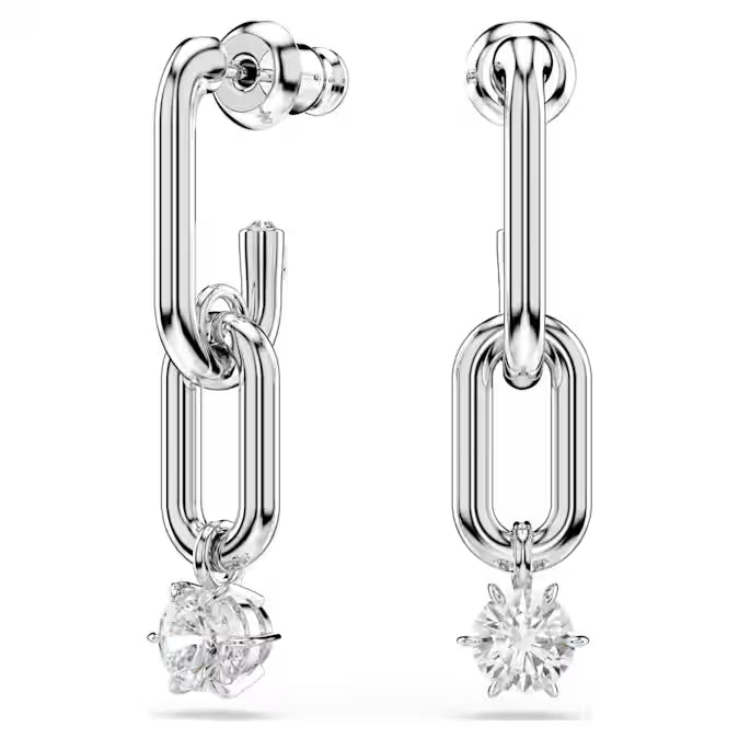 5728584 Swarovski Constella drop earrings Round cut, White, Rhodium plated
