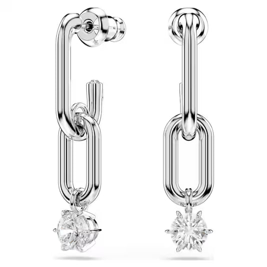 5728584 Swarovski Constella drop earrings Round cut, White, Rhodium plated