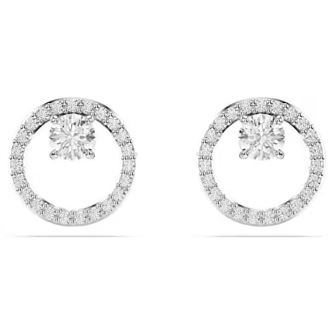5692262 Swarovski Constella stud earrings Round cut, White, Rhodium plated