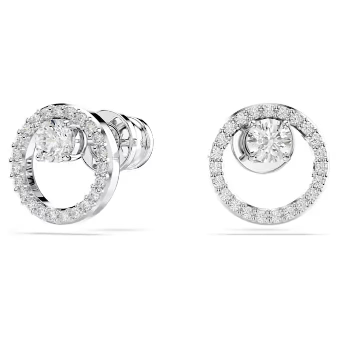 5692262 Swarovski Constella stud earrings Round cut, White, Rhodium plated