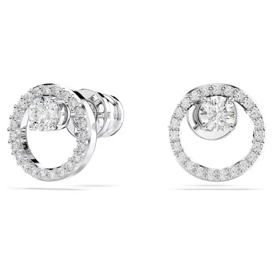 5692262 Swarovski Constella stud earrings Round cut, White, Rhodium plated