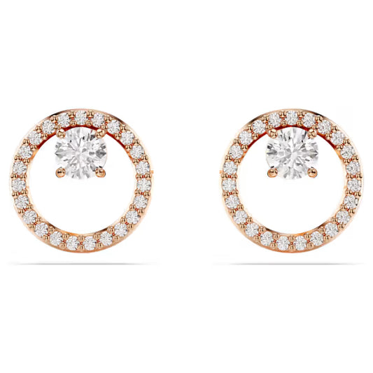 5692263 Swarovski Constella stud earrings Round cut, White, Rose gold-tone plated