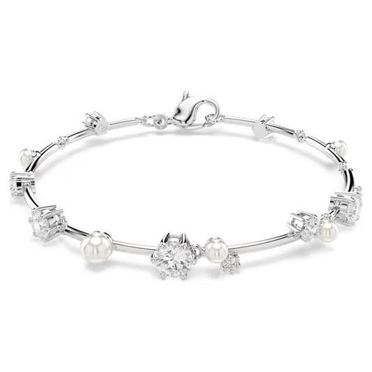 5707511 Swarovski Constella Tennis bracelet Crystal pearl, Round cuts, White, Rhodium plated