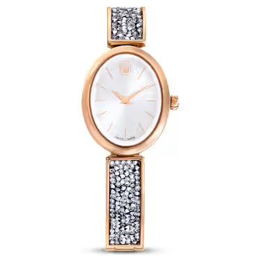 5656851 Crystal Rock Oval watch, Swiss Made, Metal bracelet, Rose gold tone, Rose gold-tone finish