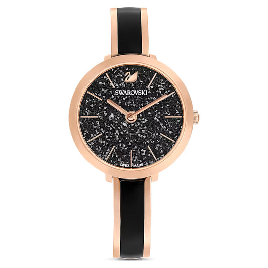 5580530 Crystalline Delight Watch, Metal Bracelet, Black, Rose-gold tone PVD