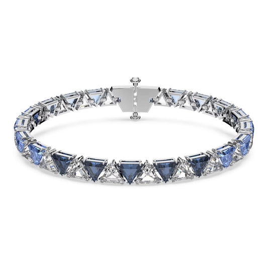 5614925 Ortyx bracelet Triangle cut, Blue, Rhodium plated