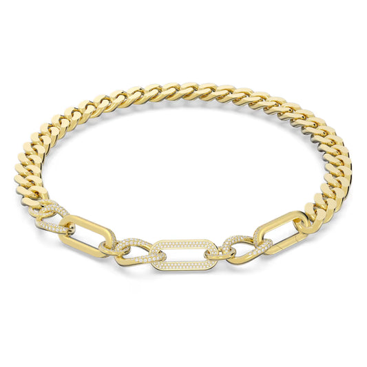 5639332 Dextera necklace Statement, Mixed links, White, Gold-tone plated