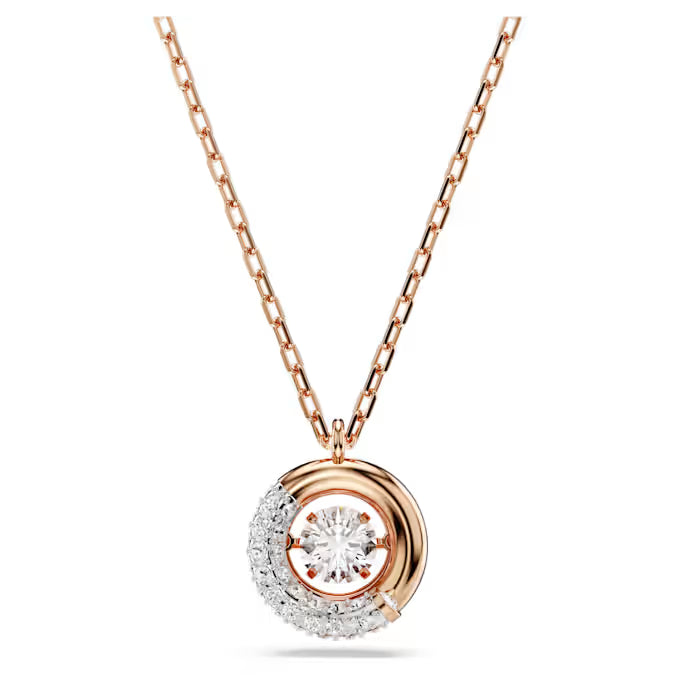 5692257 Swarovski Dextera pendant Round cut, White, Rose gold-tone plated
